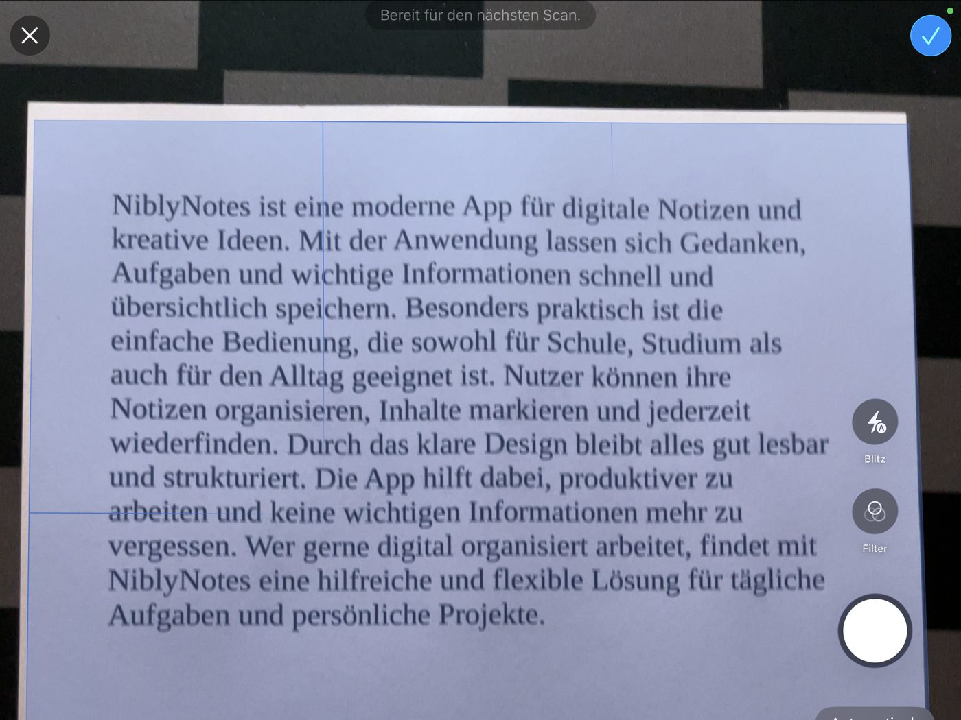 Scanner: camera detects document edges automatically